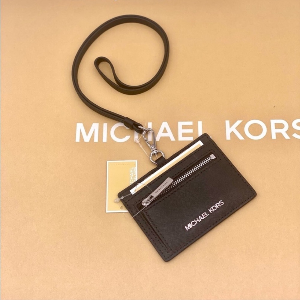 Michael Kors Black Card Wallet Lanyard - Picture 2 of 9